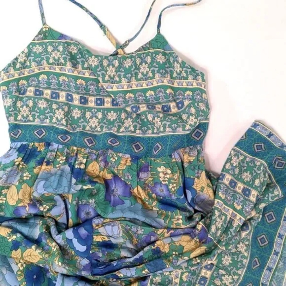 Lulus Green Multi Floral Print Maxi Dress - M